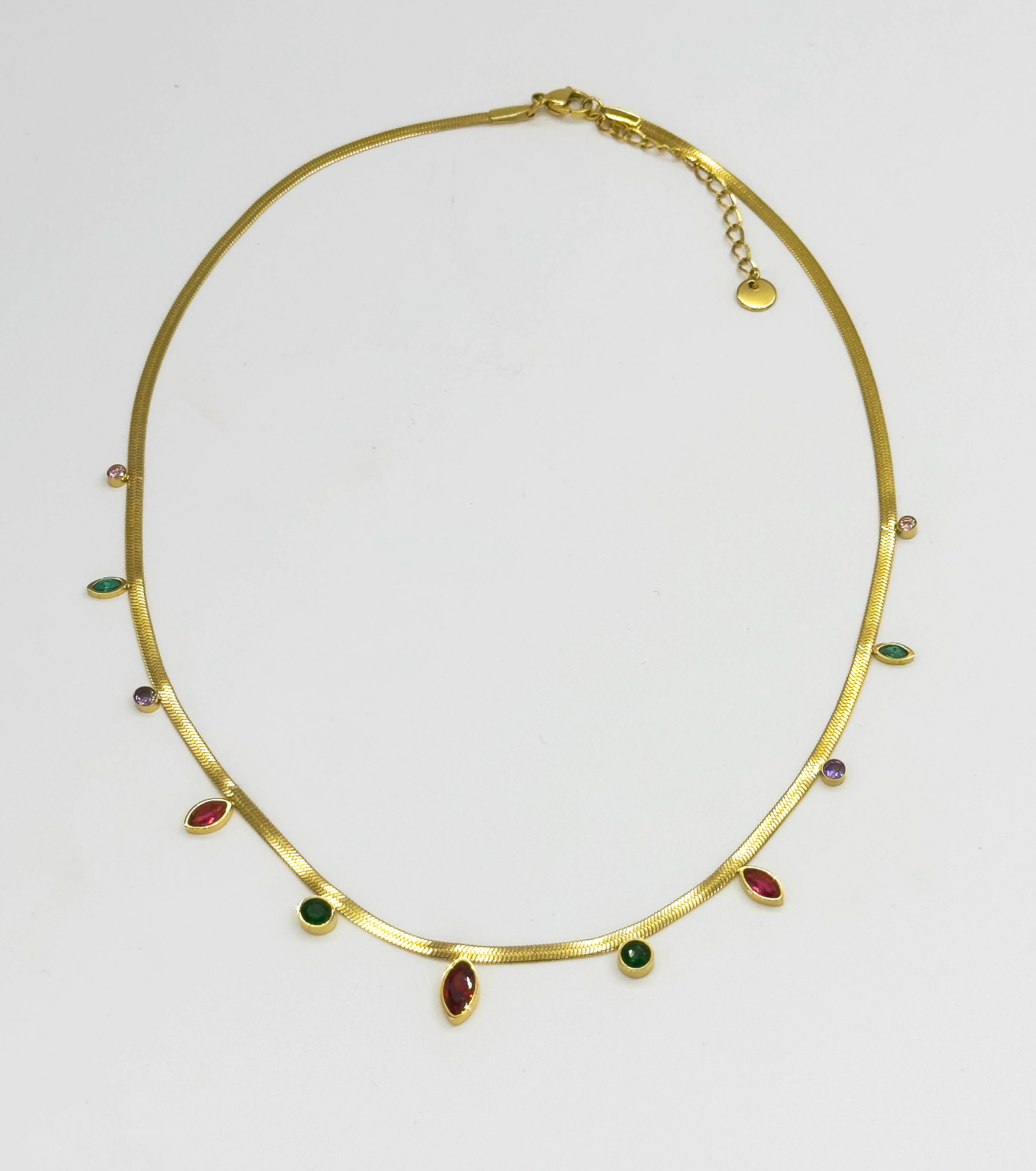 64048 Fijne Roestvrijstalen Ketting Met Druppelvormige Zirkoonkralen | Gold