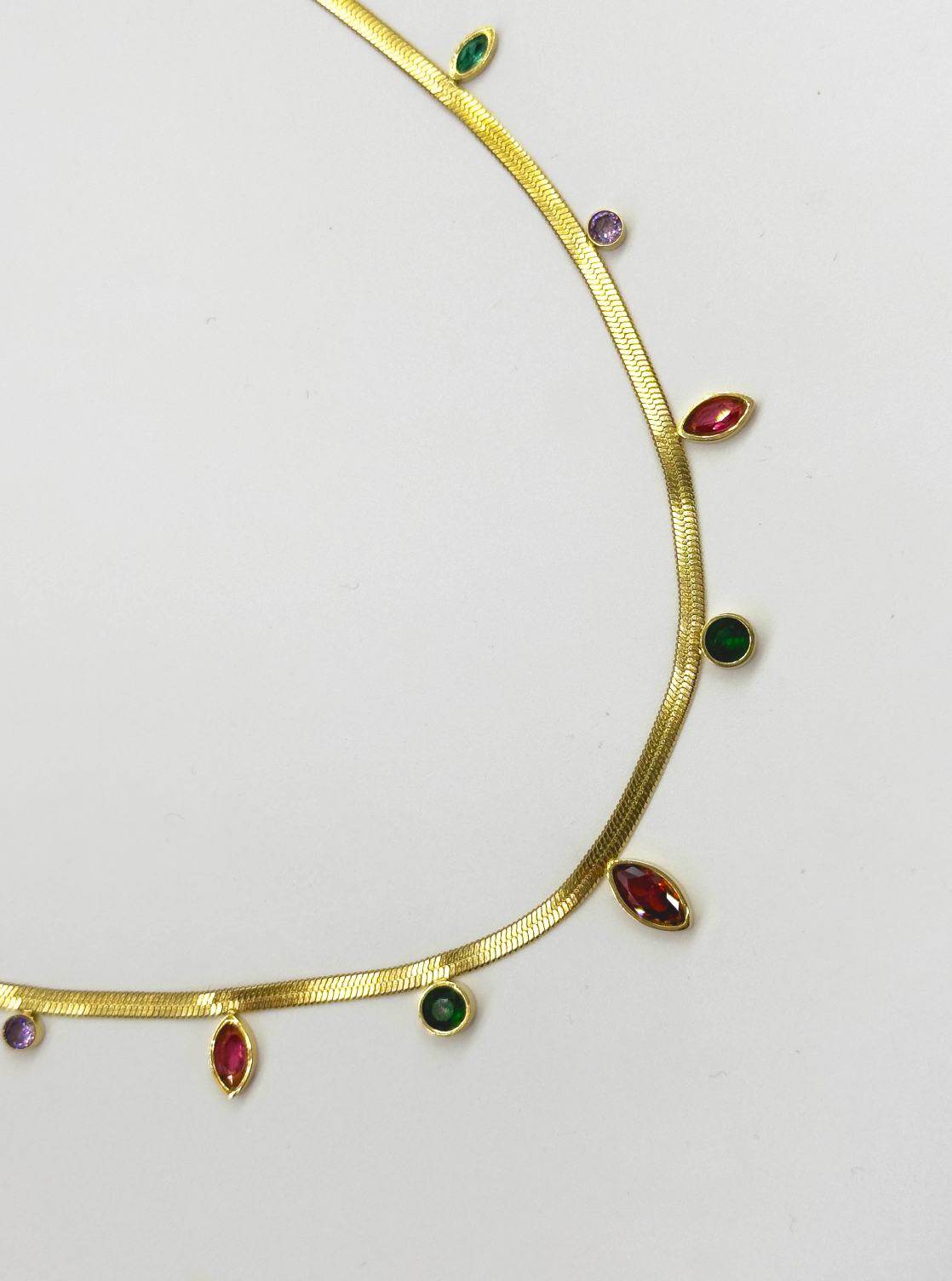 64048 Fijne Roestvrijstalen Ketting Met Druppelvormige Zirkoonkralen | Gold