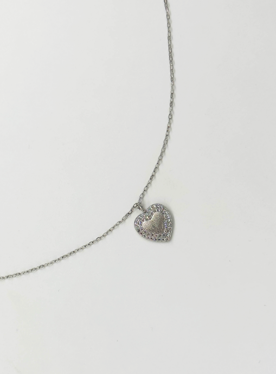 64068 Fijne En Ketting Met Hartvormige Hangerzirkoon | Silver