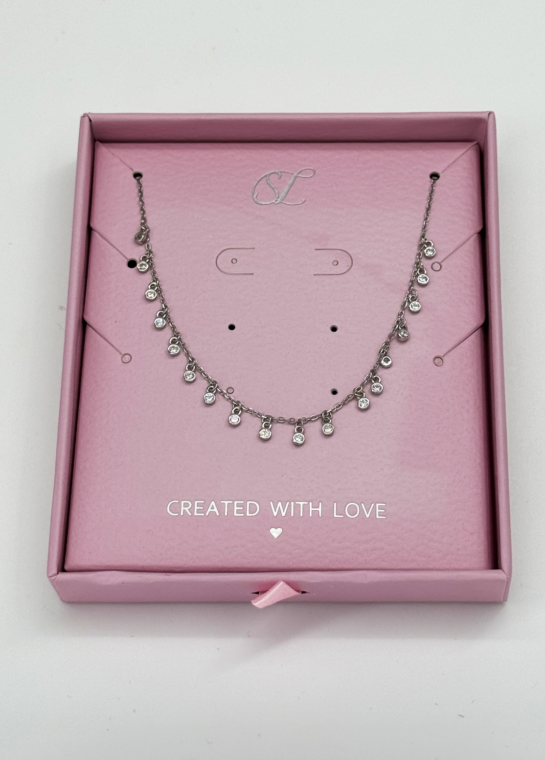 64069 Fijne En Ketting Met Druppel Kralenzirkoon | Silver