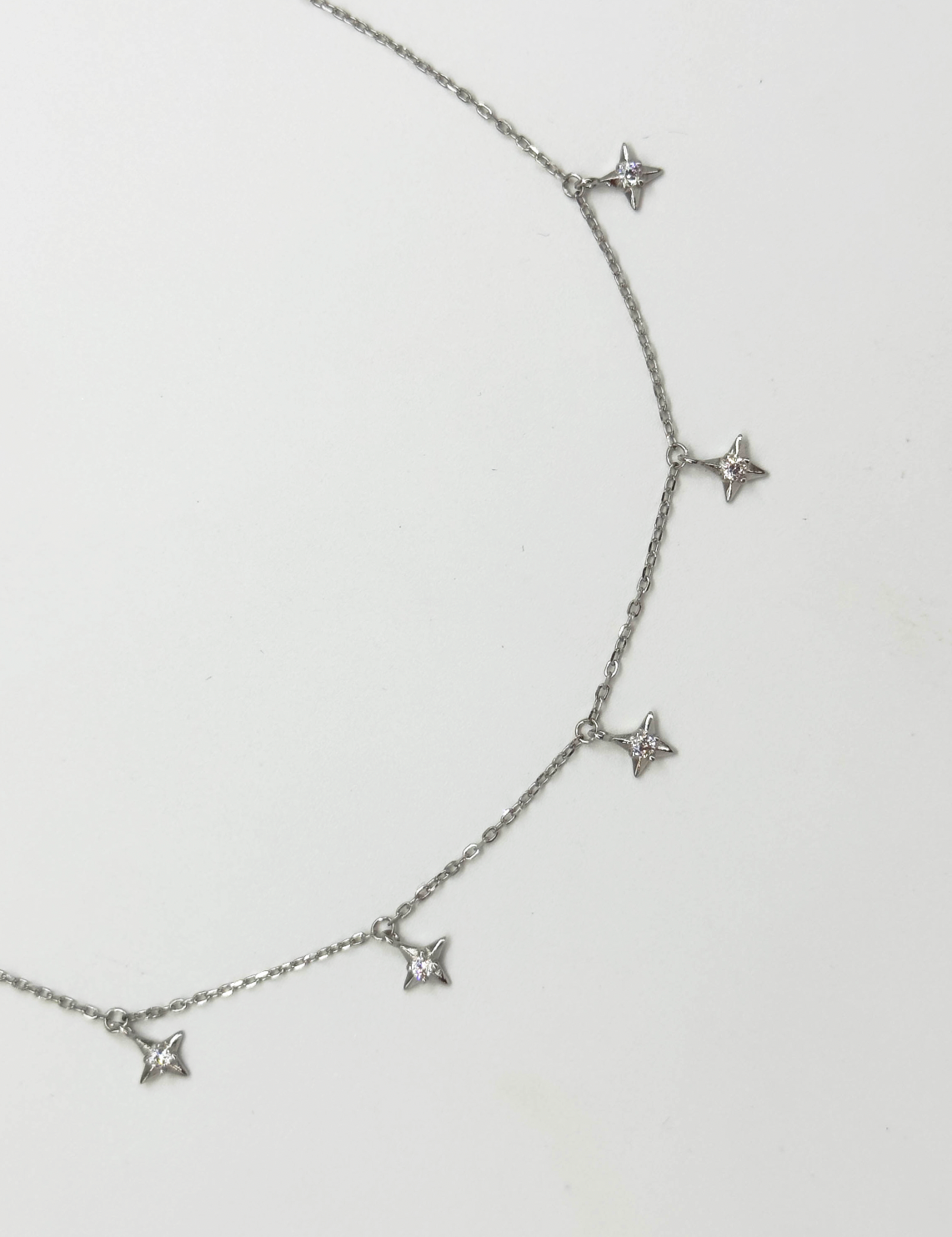 64070 Fijne En Ketting Met Ster Kralenzirkoon | Silver