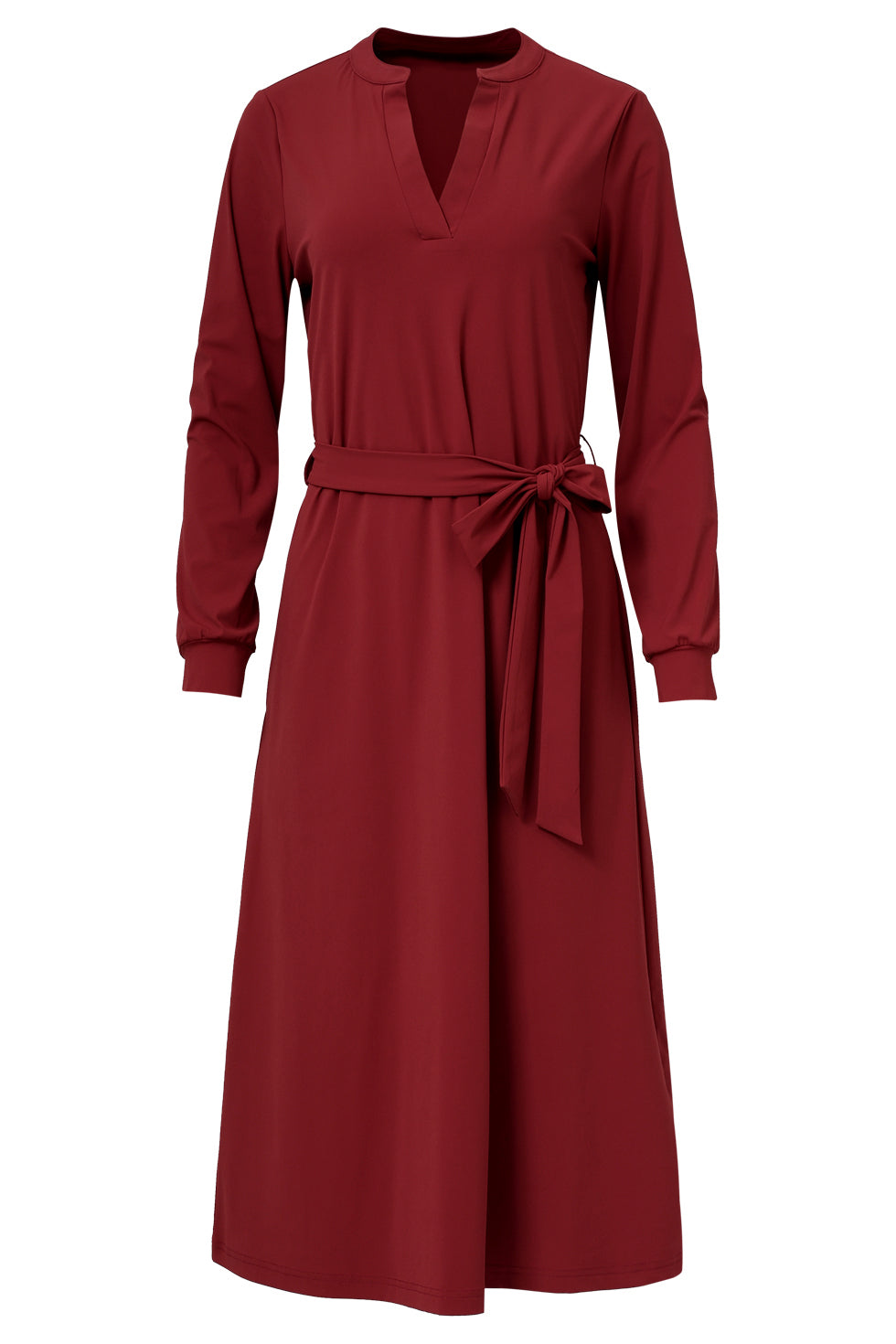 Damesarmygroene Travelkwaliteit Midi Jurk | Bordeaux