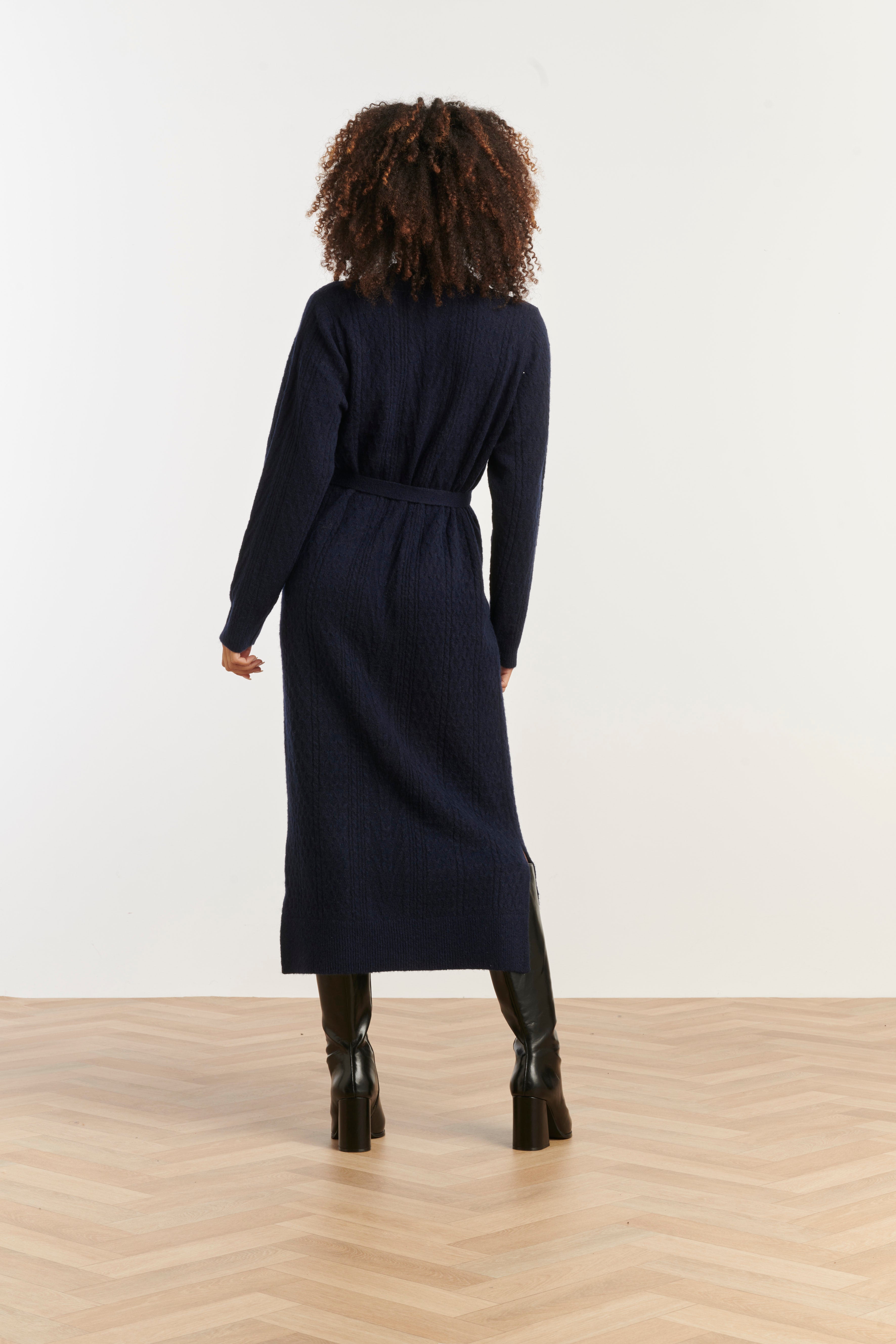 Damesgebreide Maxi Jurk | Navy