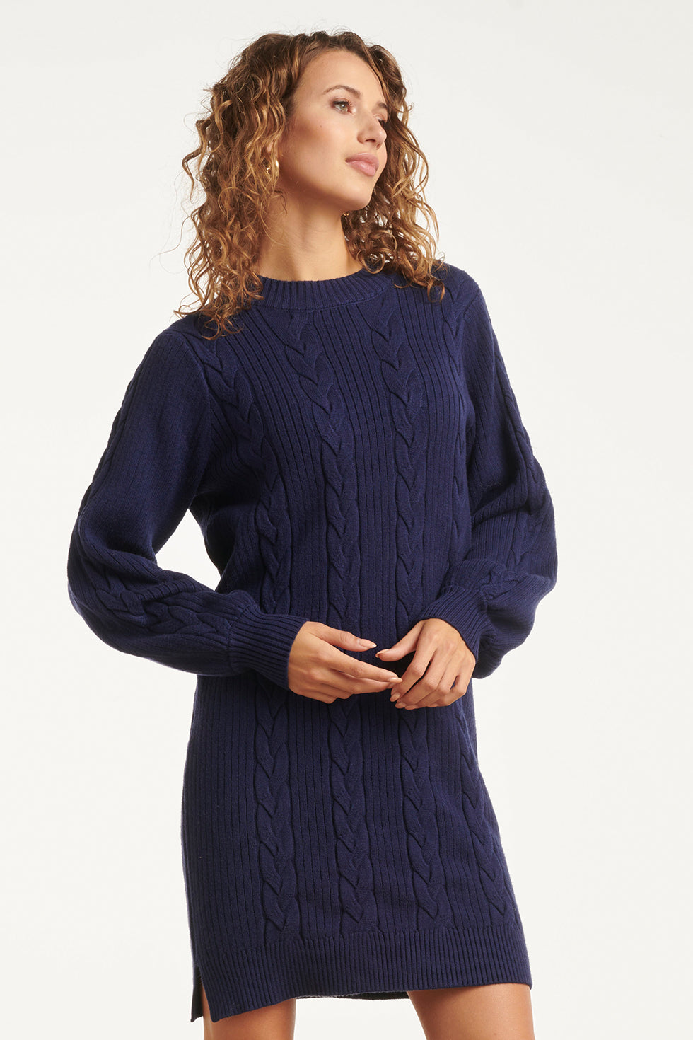 Damesgestructureerd Gebreide Jurk | Navy