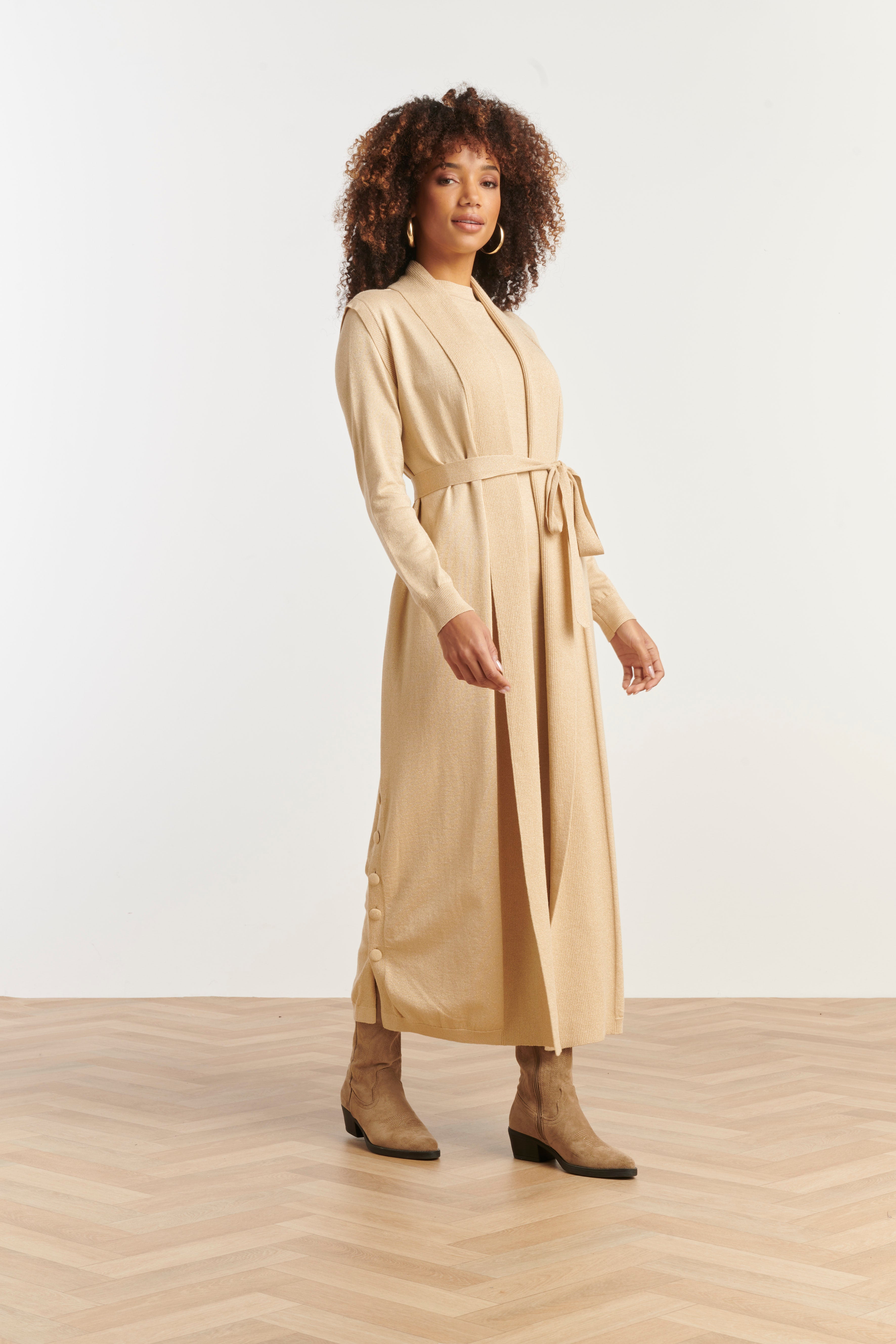 Damesgilet Met Lurex | Sand