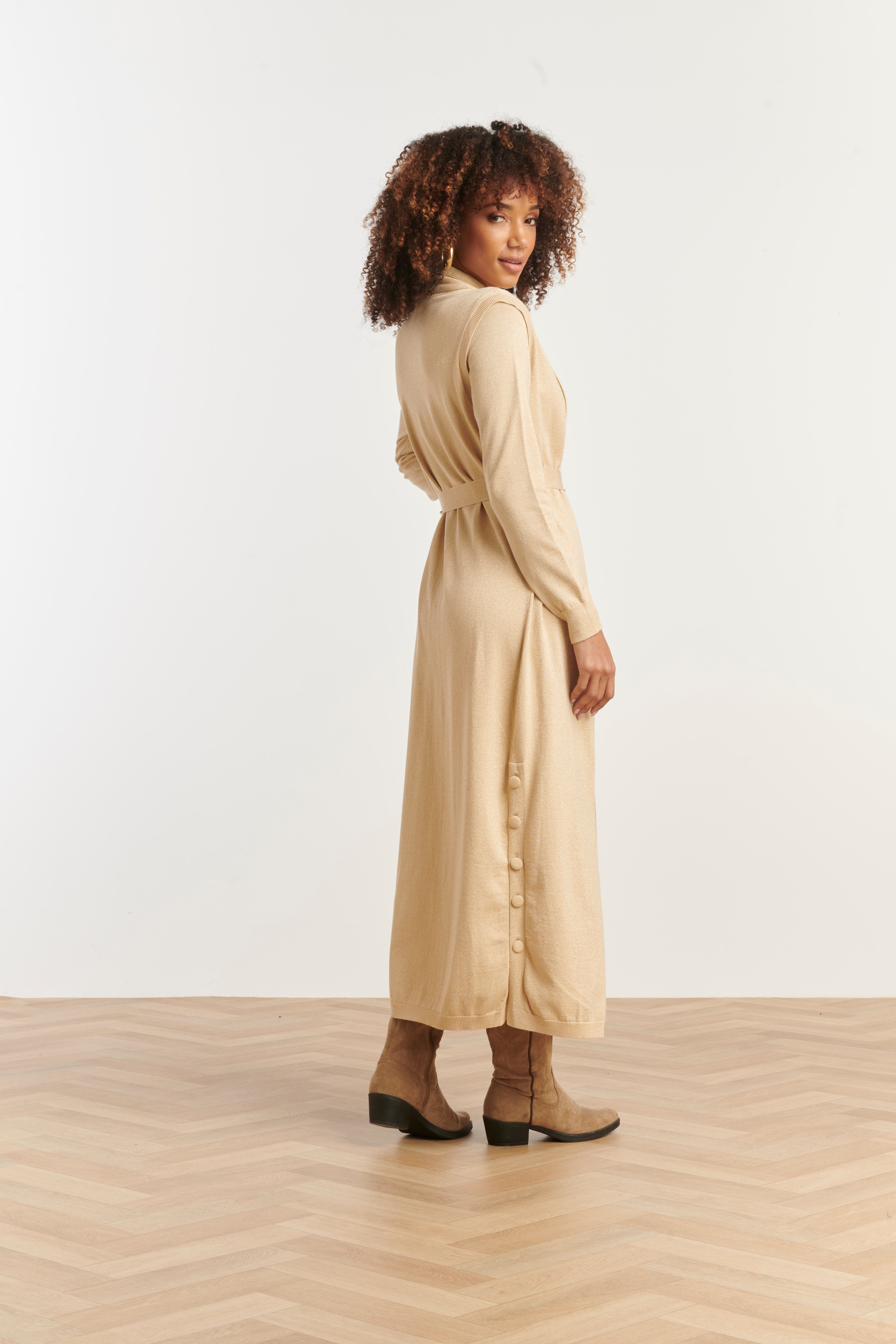 Damesgilet Met Lurex | Sand