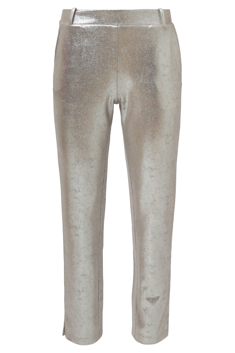 Damesglanzende Metallic Broek | Silver