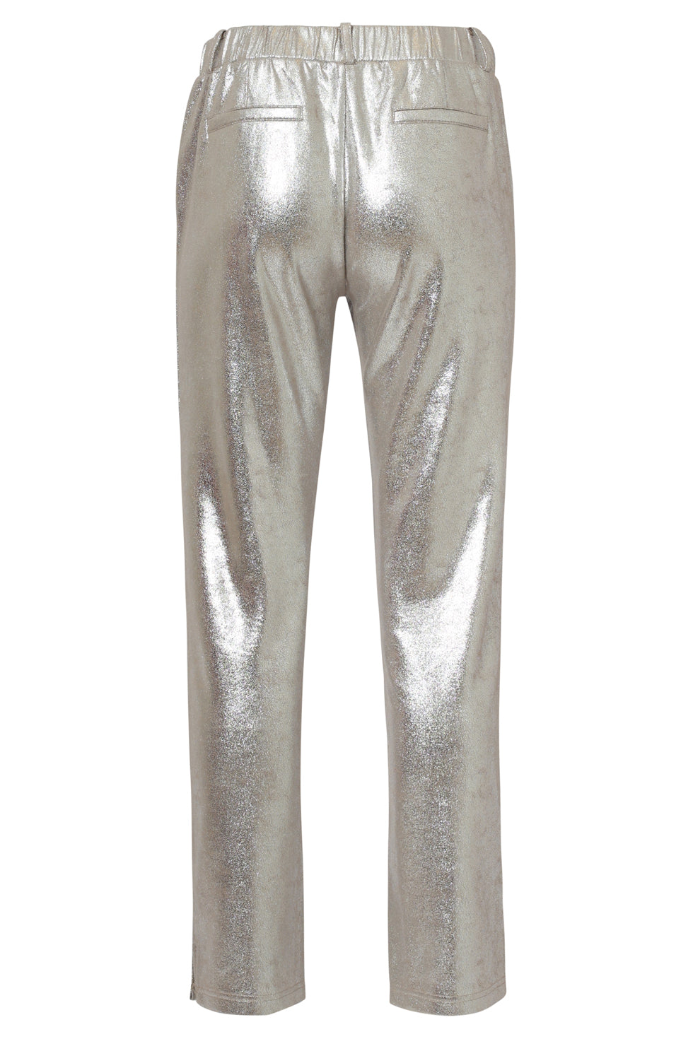 Damesglanzende Metallic Broek | Silver
