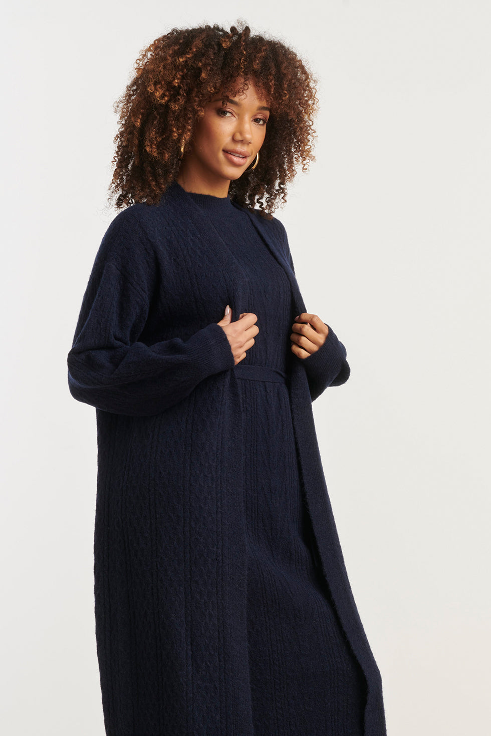 Dameslange Gebreide Vest | Navy