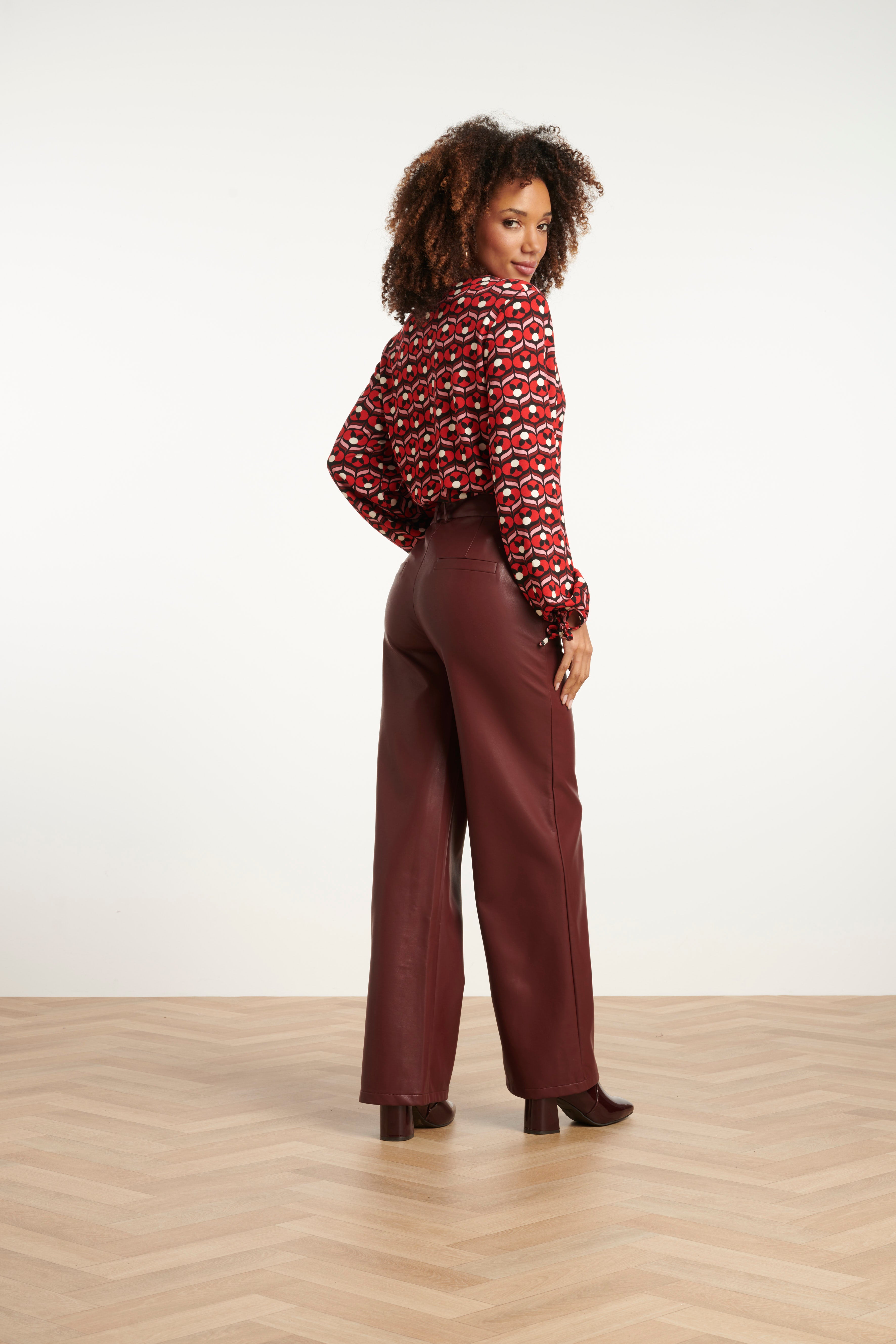 Damespu Wijde Broek | Bordeaux