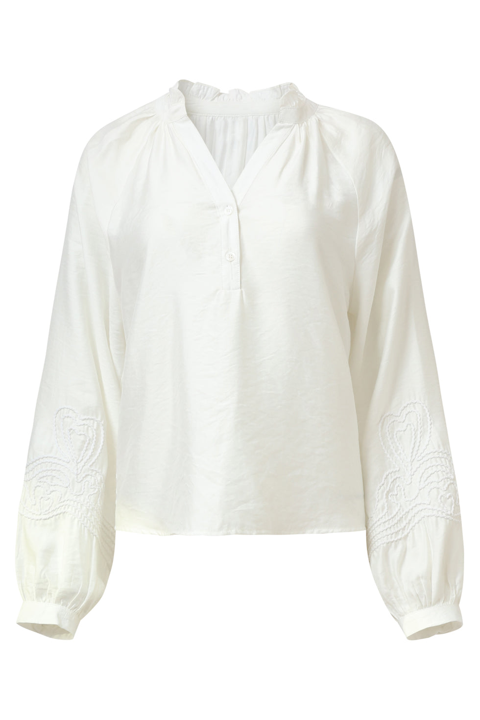 Damestop Met Lange Mouwen Hartborduursel | White