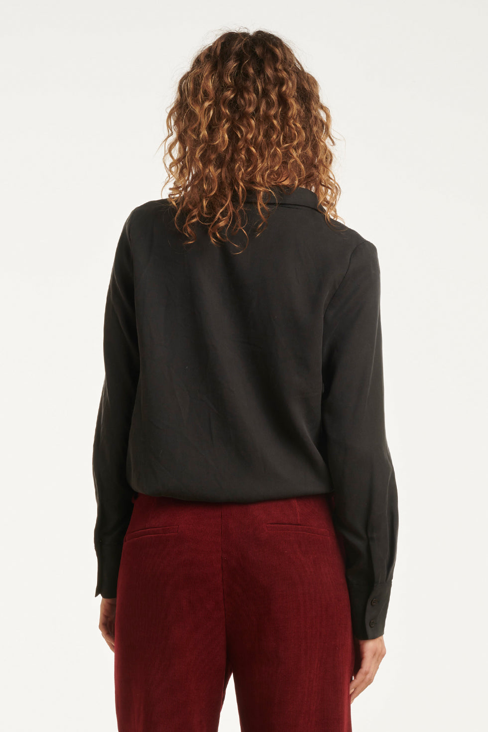Doorknoopshirt Met V Hals & Kraag | Black