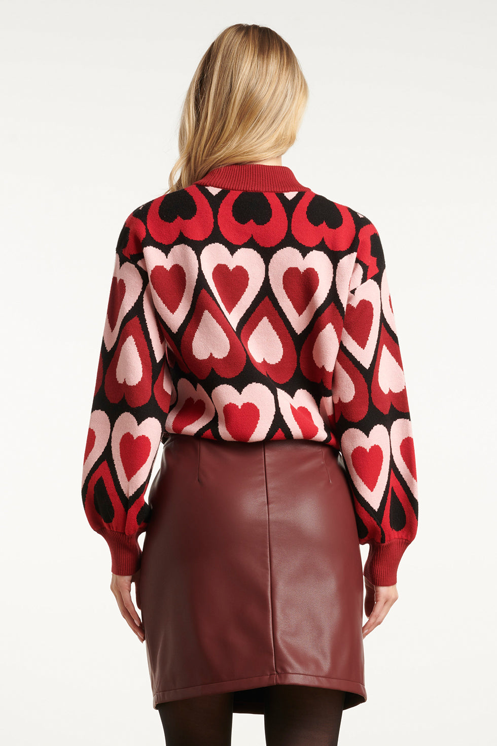 Gebreide Haartjes Knit Top in Rood en Bordeaux | Bordeaux-Multicolour