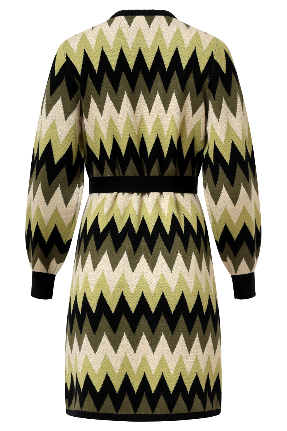 Gebreide Zigzag Jurk Army En Zand | Army-Sand