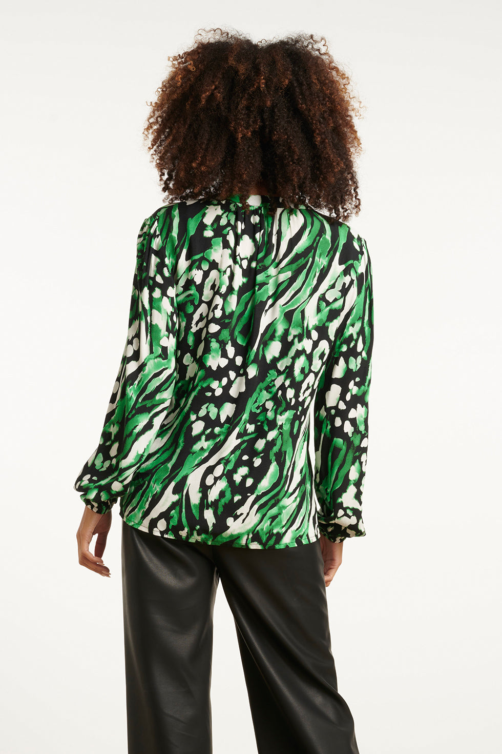 Groen En Zwart Dierenprint Top Met V-Hals | Black-Green