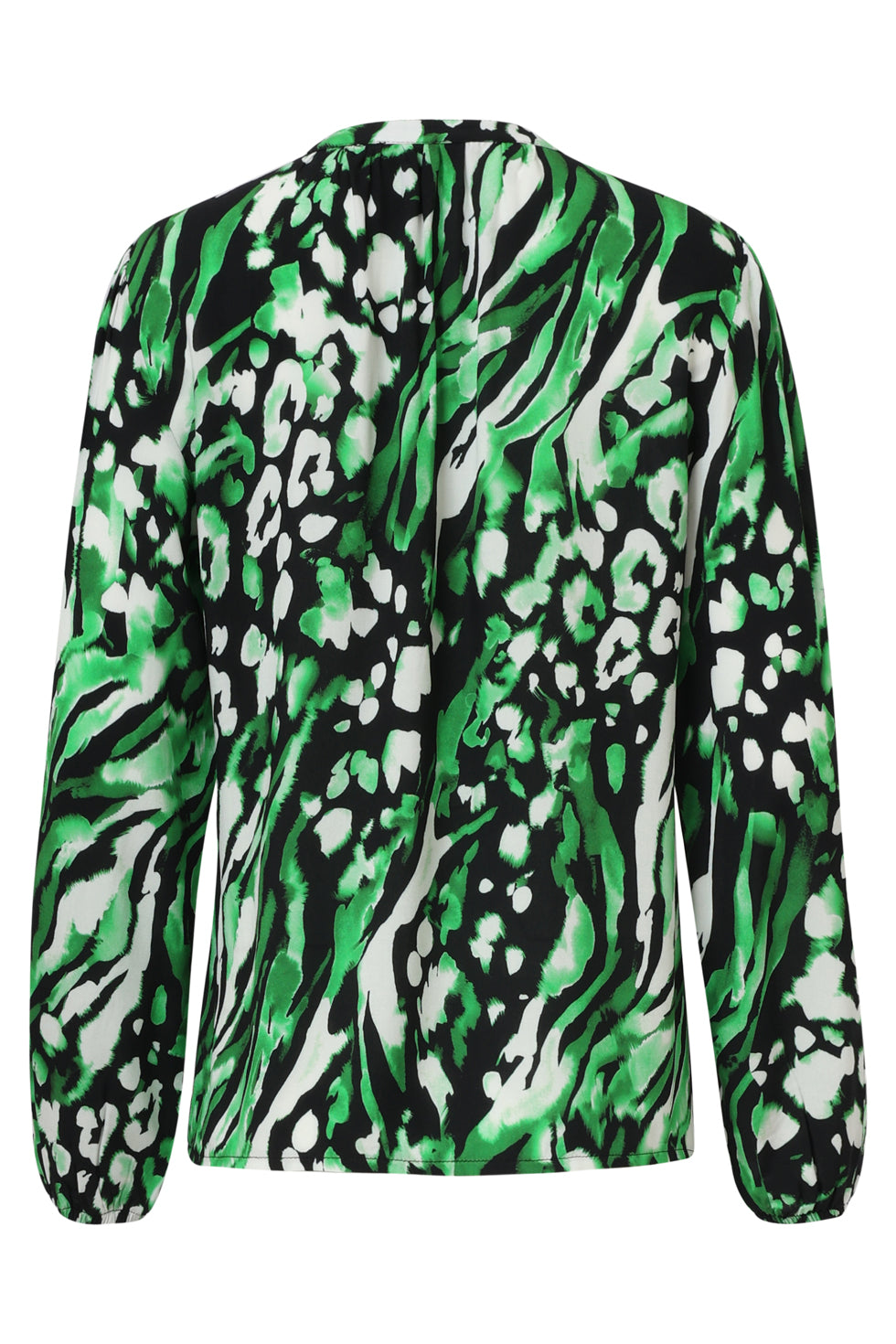 Groen En Zwart Dierenprint Top Met V-Hals | Black-Green