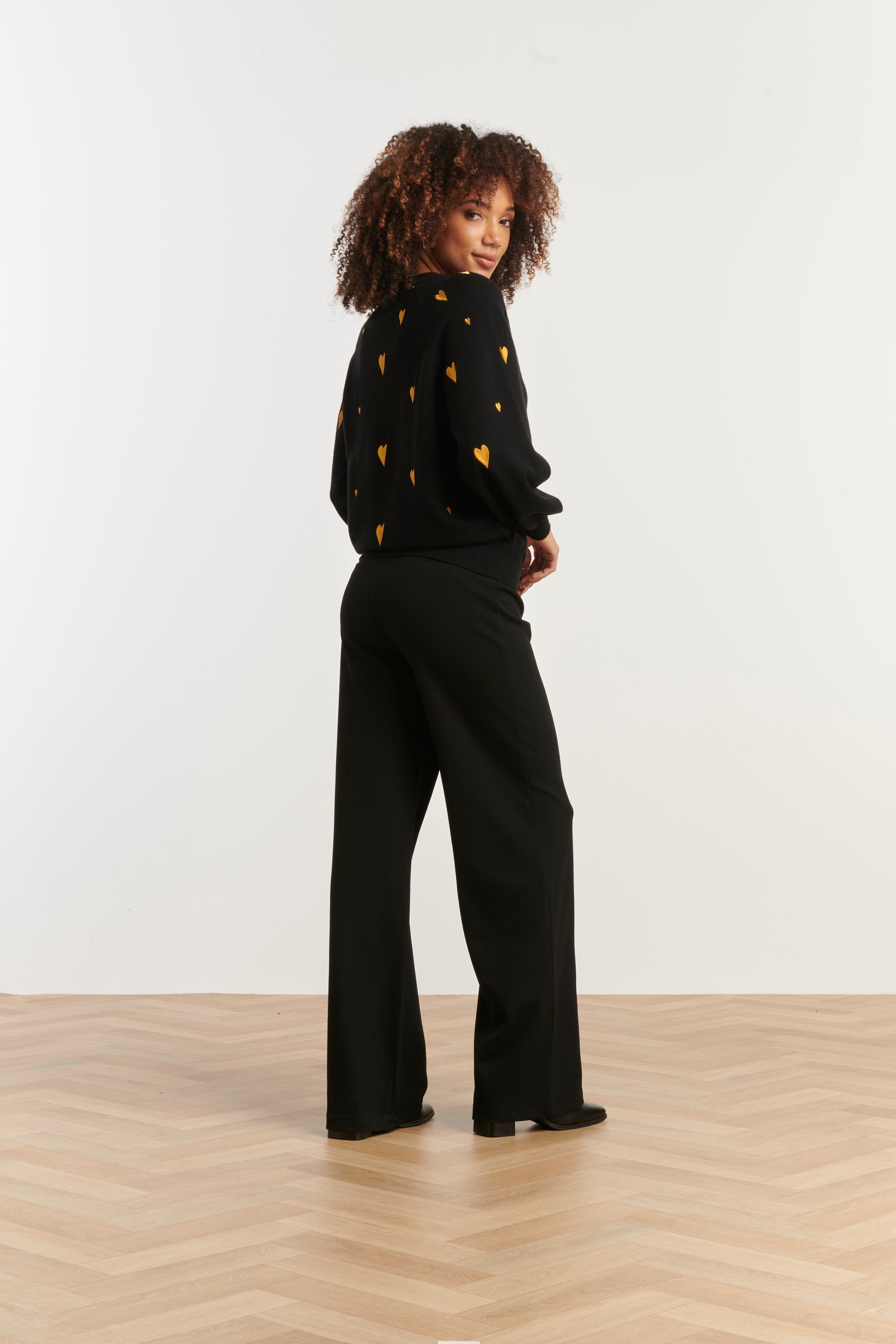 Haartjes Knit Top Zwart Met Goud | Black - Gold
