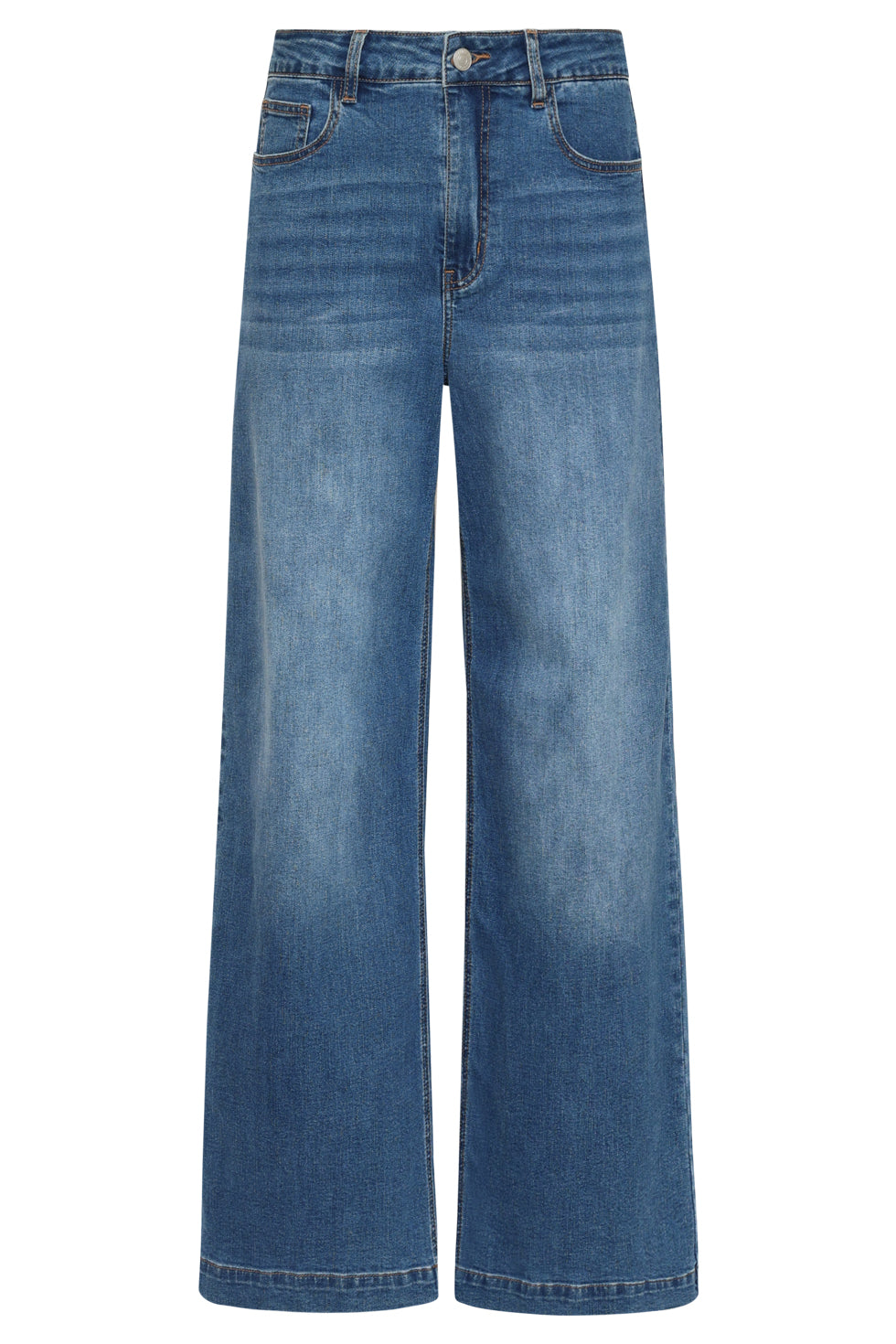 High-Waisted Wide Leg Jeans | Medium Blue Denim