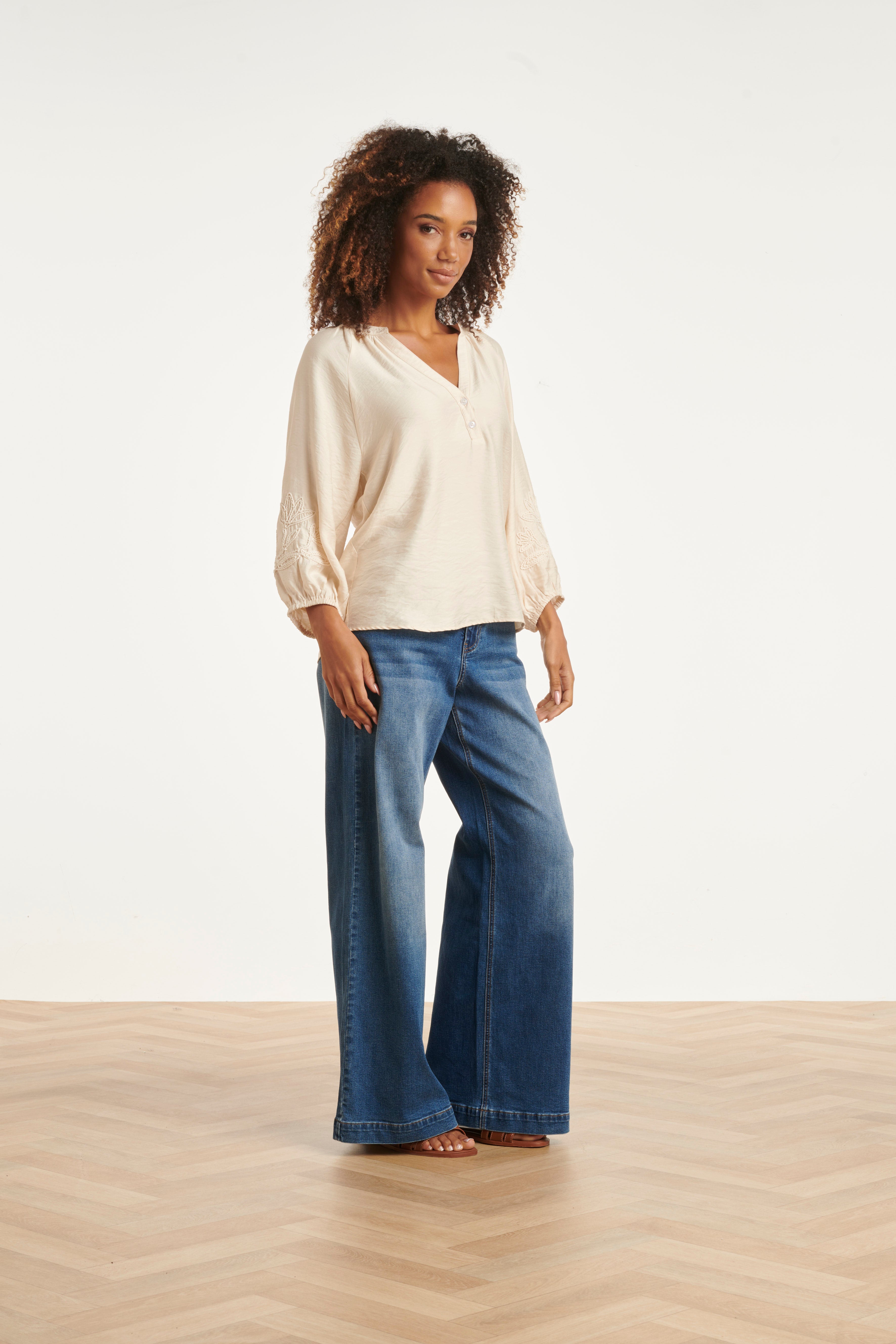 High-Waisted Wide Leg Jeans | Medium Blue Denim