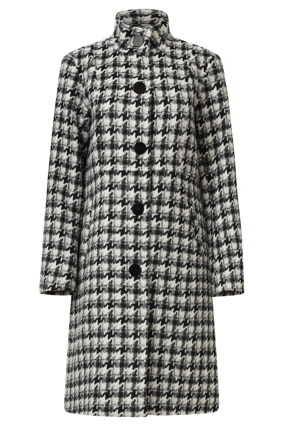 Houndstooth Jas Met Hoge Hals In Zwart En Off-White | Black-Off-White