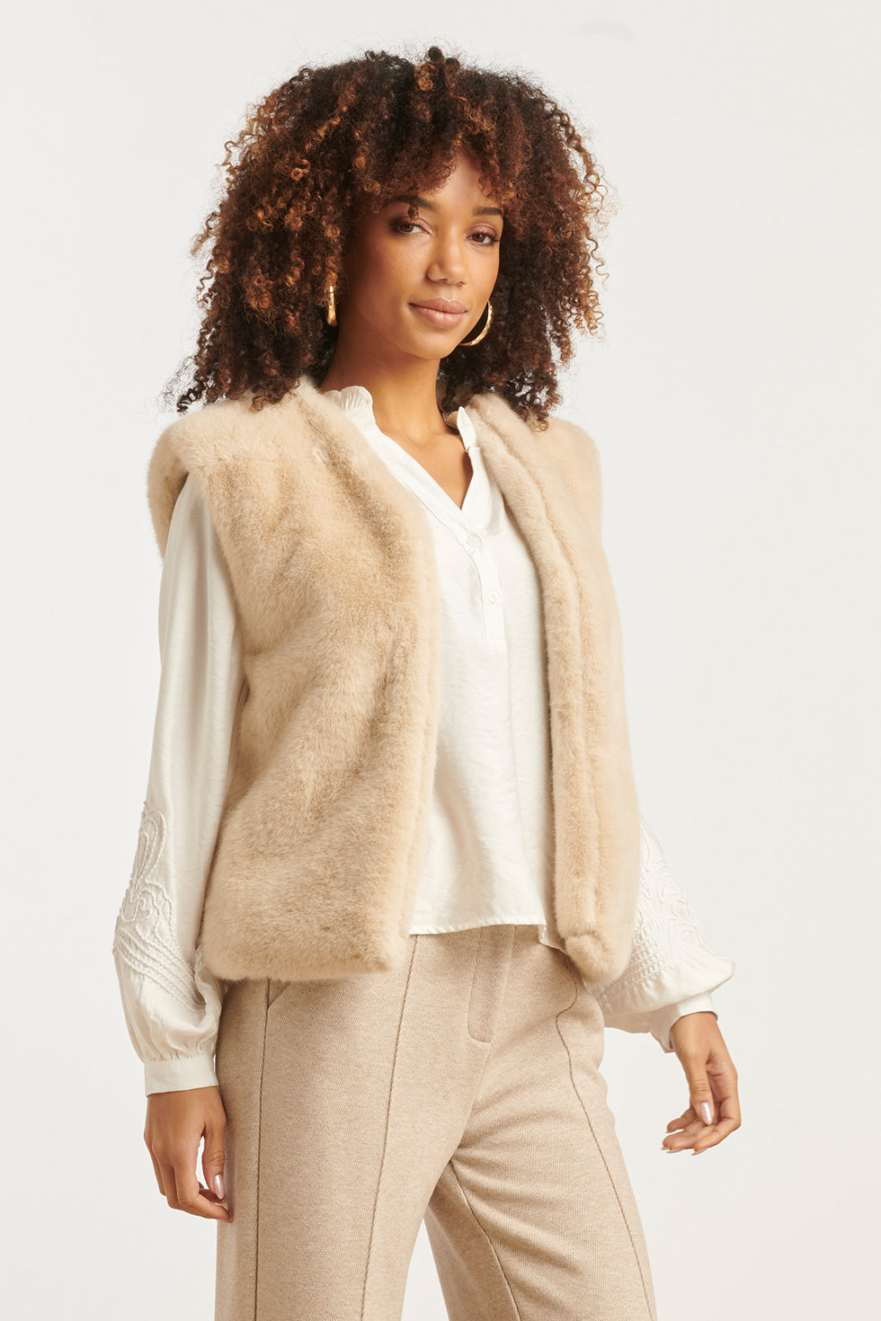 Imitatiebont Gilet In Zand | Sand