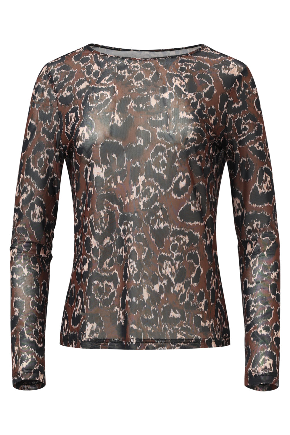 Mesh Top Met Cheetahprint In Bruin En Zwart | Brown-Black