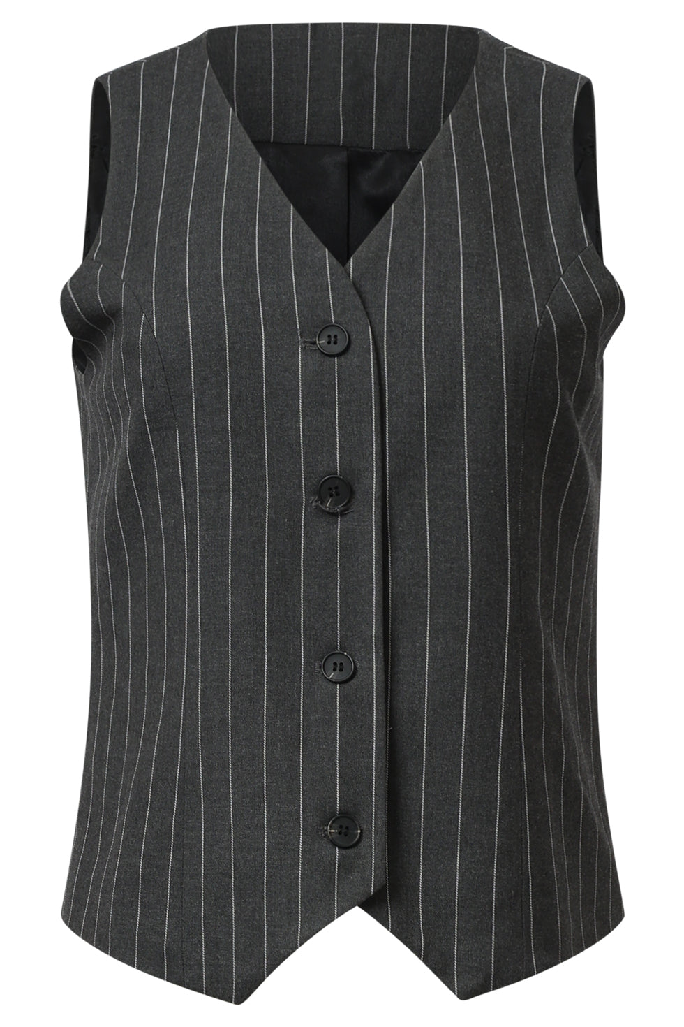 Modieus En Getailleerd Grijs En Wit Pinstriped Gilet | Grey - White