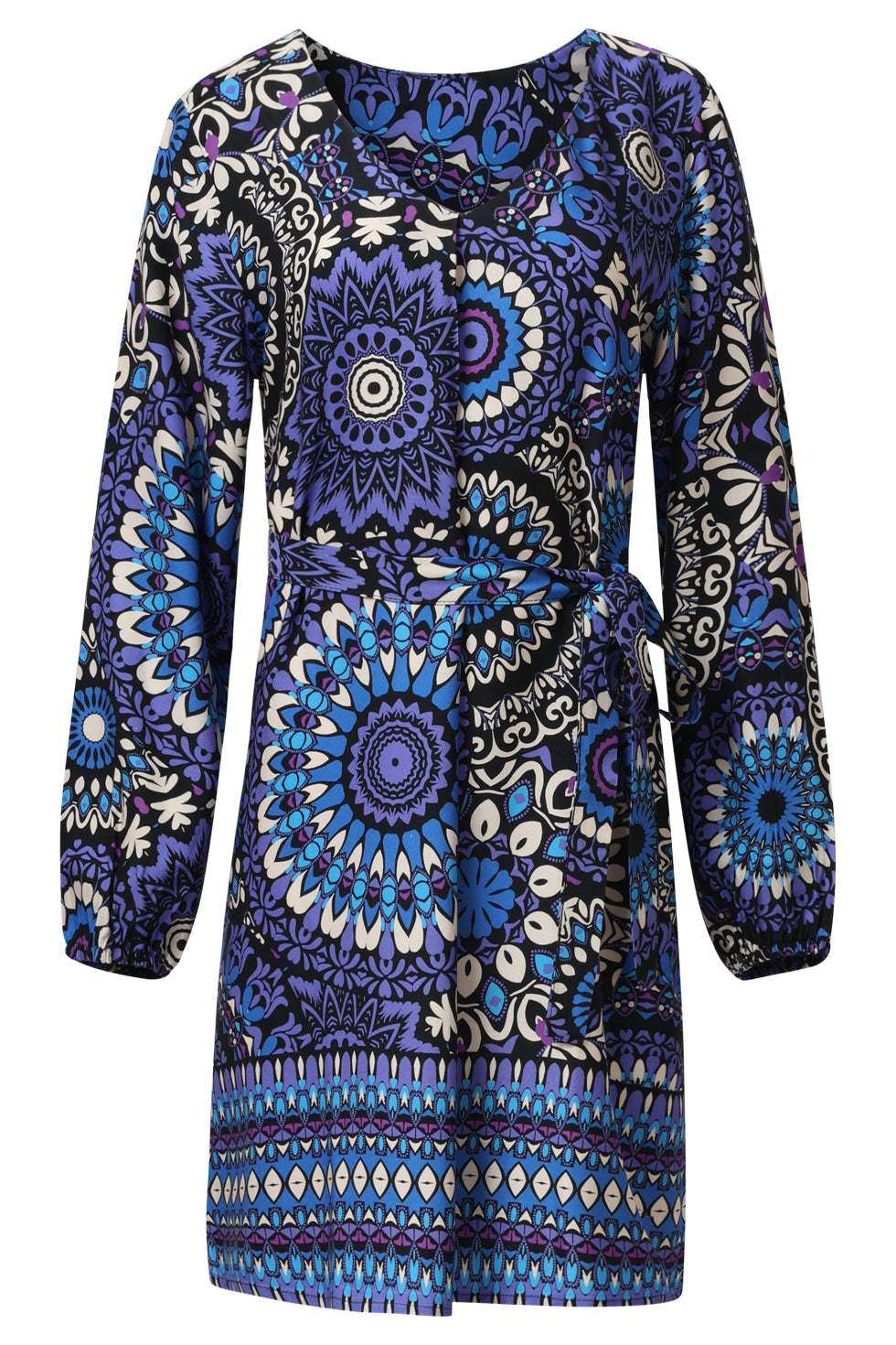 Ornamentale Jurk In Paars En Blauw Tinten | Purple-Multicolour