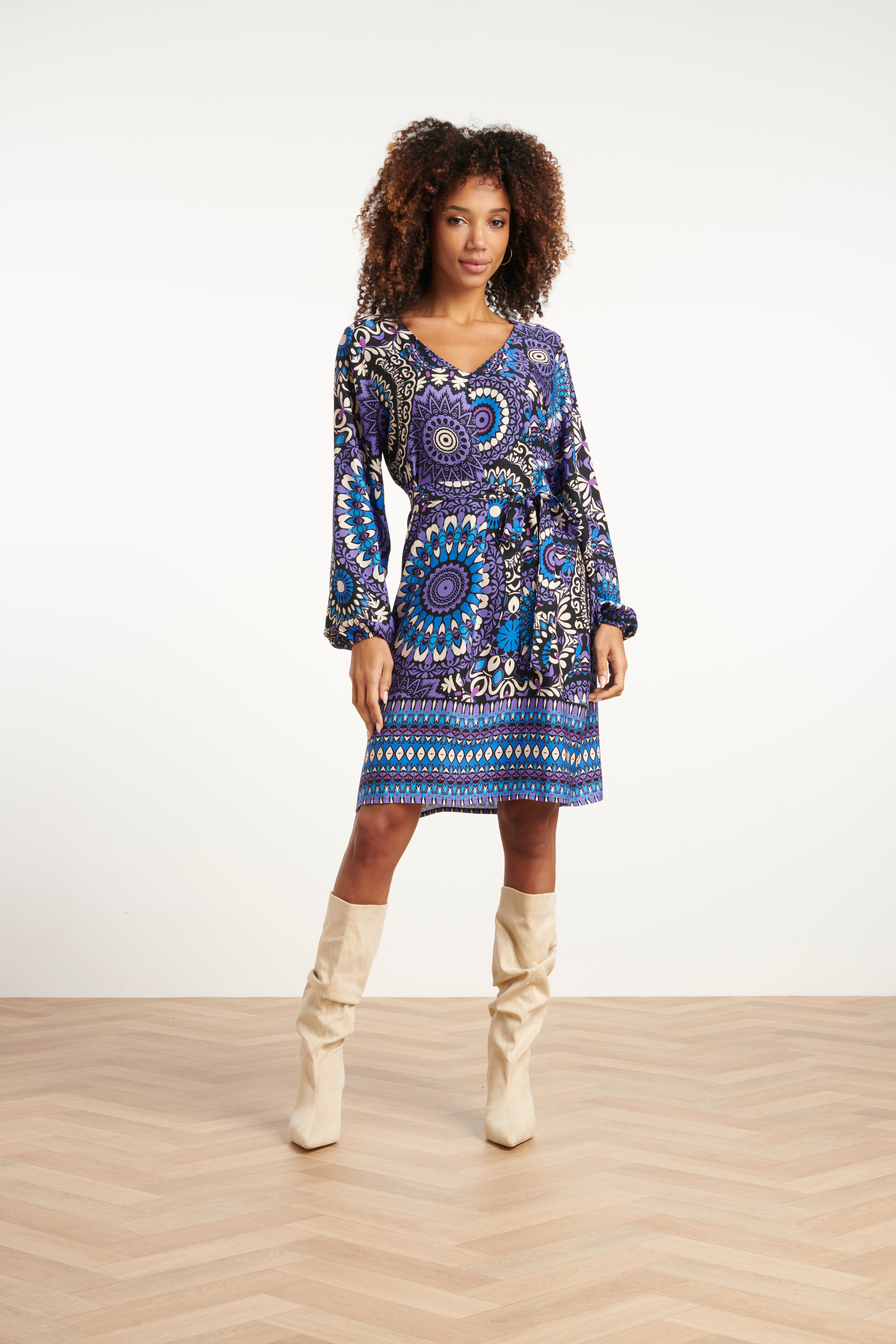 Ornamentale Jurk In Paars En Blauw Tinten | Purple-Multicolour