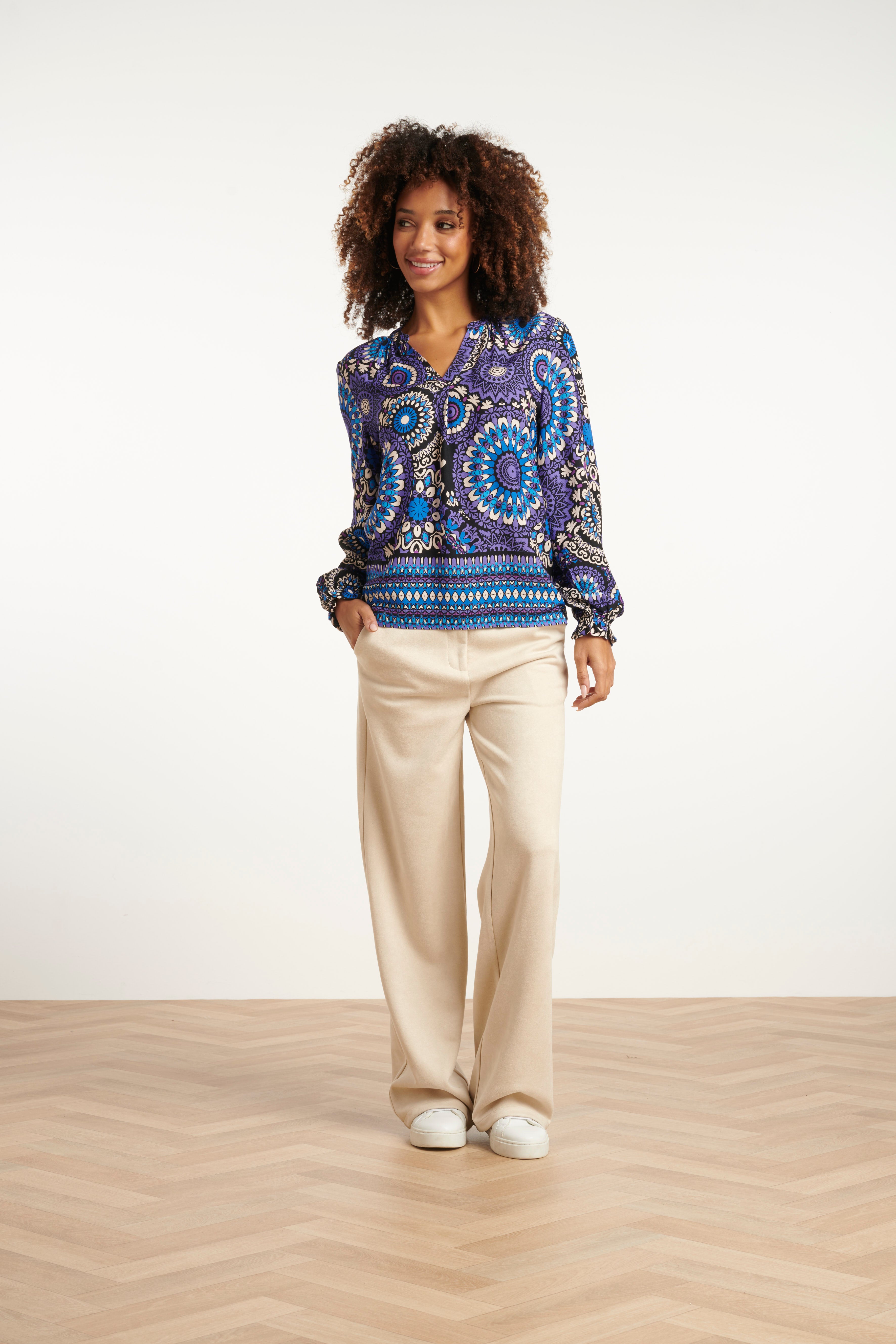 Ornamentale Top In Paars En Blauw Tinten | Purple-Multicolour