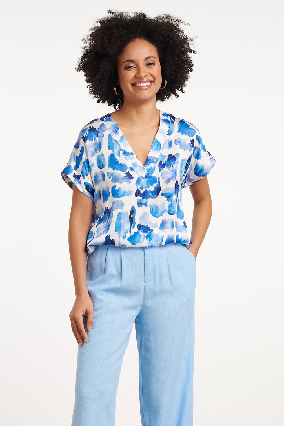 S25365, Tops | White-Blue