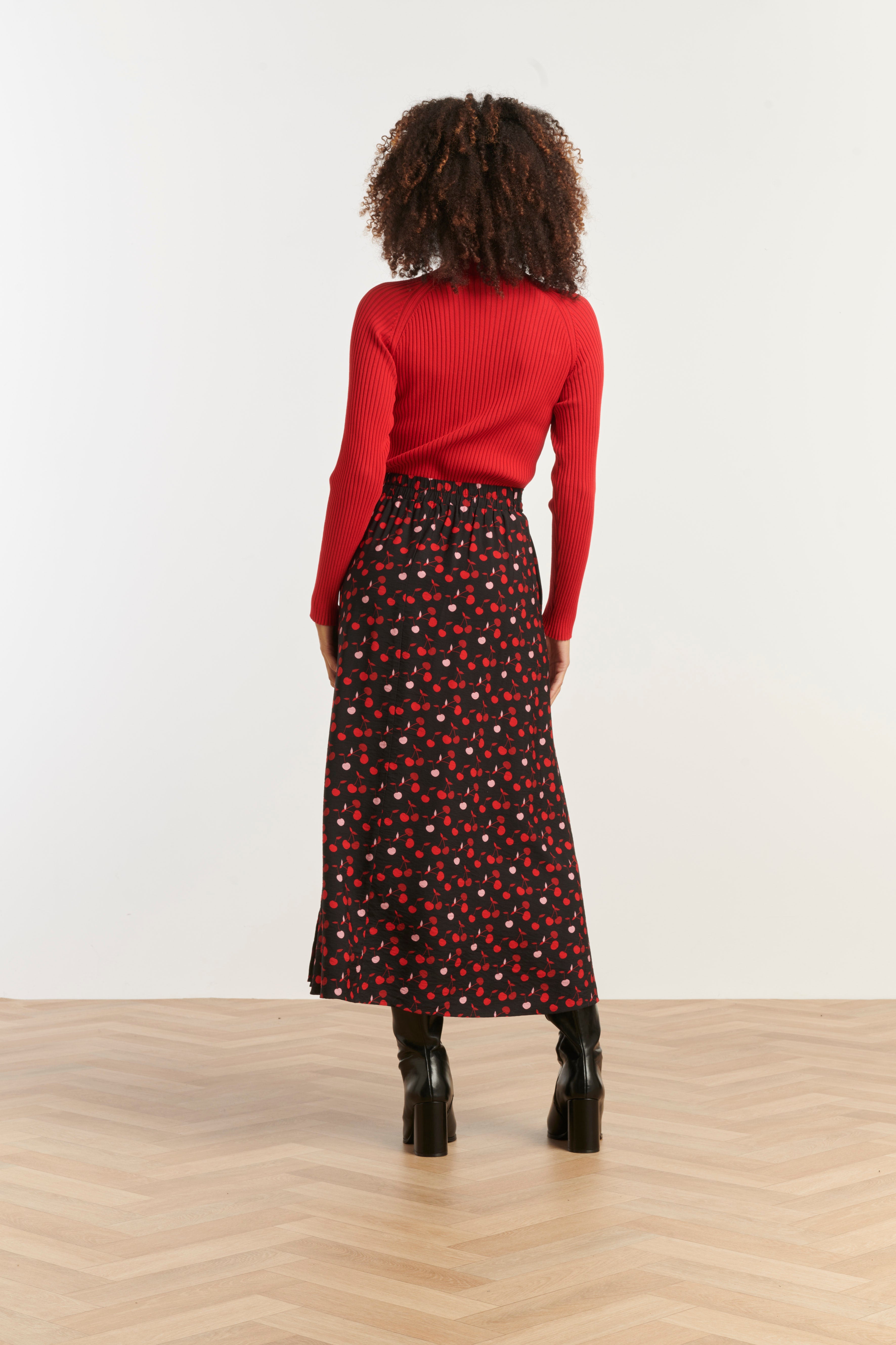 Smashed Lemon Damesgestreept Gebreide Top | Red-Bordeaux