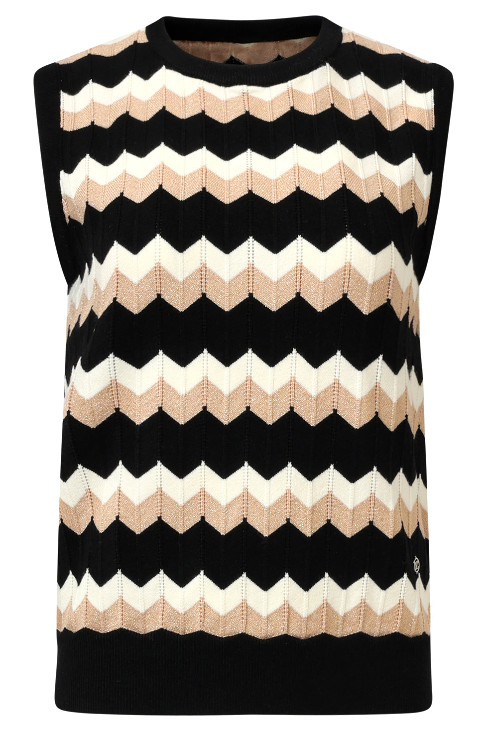 Zigzag Top In Zwarten Zand – Mouwloze Gebreide Spencer | Black-Sand