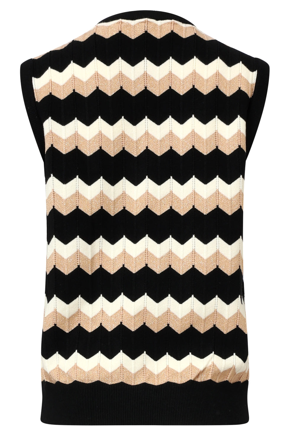 Zigzag Top In Zwarten Zand – Mouwloze Gebreide Spencer | Black-Sand