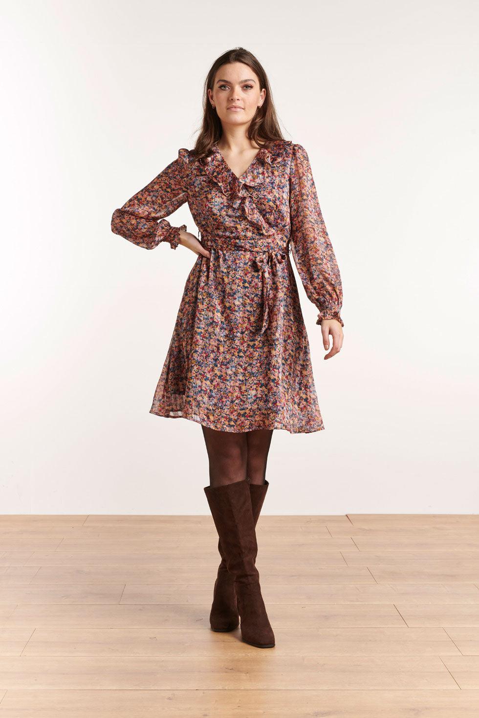 22503 Ruffle Jurk Ditsy Bloemprint