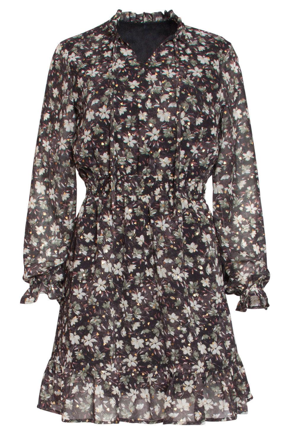 22504 Korte Jurk Bloemenprint Folie