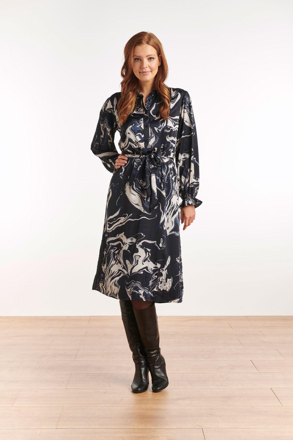 22512 Blousejurk Marbleprint Pofmouw