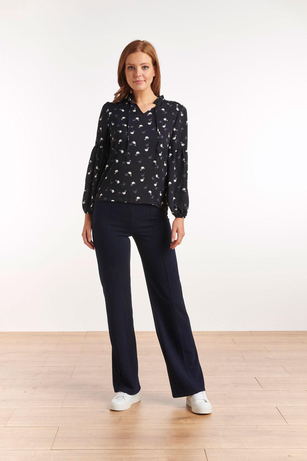 22517 Lange Mouwen Top Zwanenprint