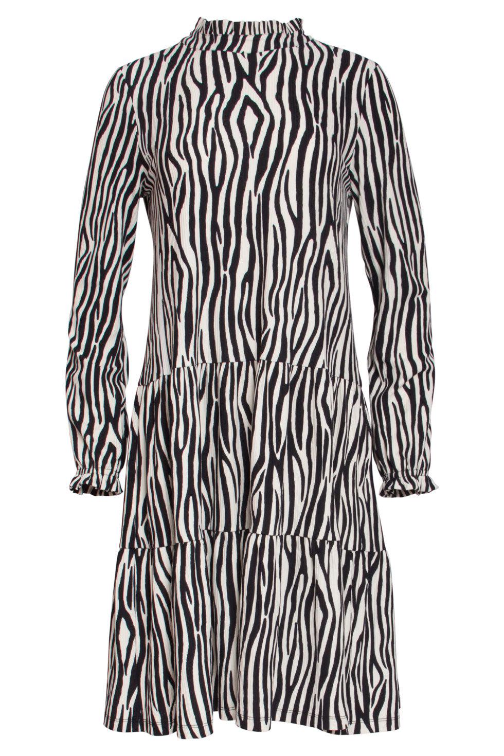22528 Stretch Jurk Lange Mouwen Zebraprint