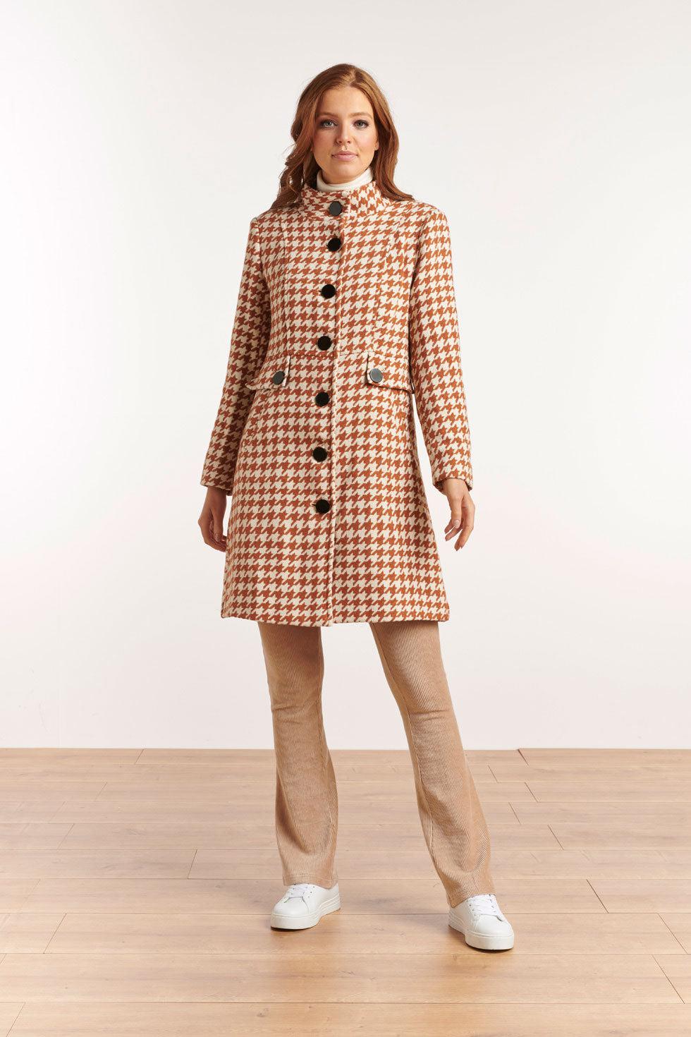 22564 Half Lange Jas Pied De Poule Print