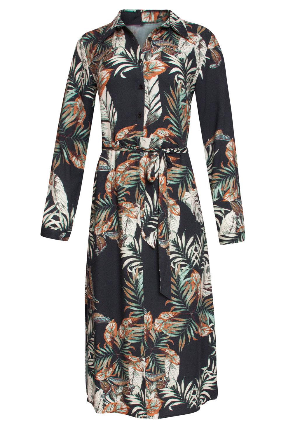22651 Blousejurk Print Bladeren