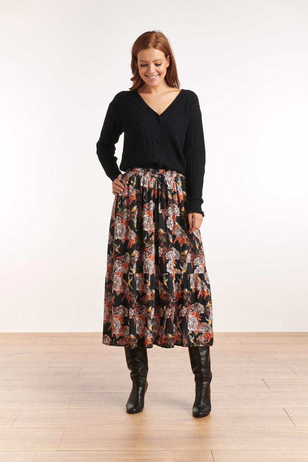 22653 Maxi Rok Herfst Print