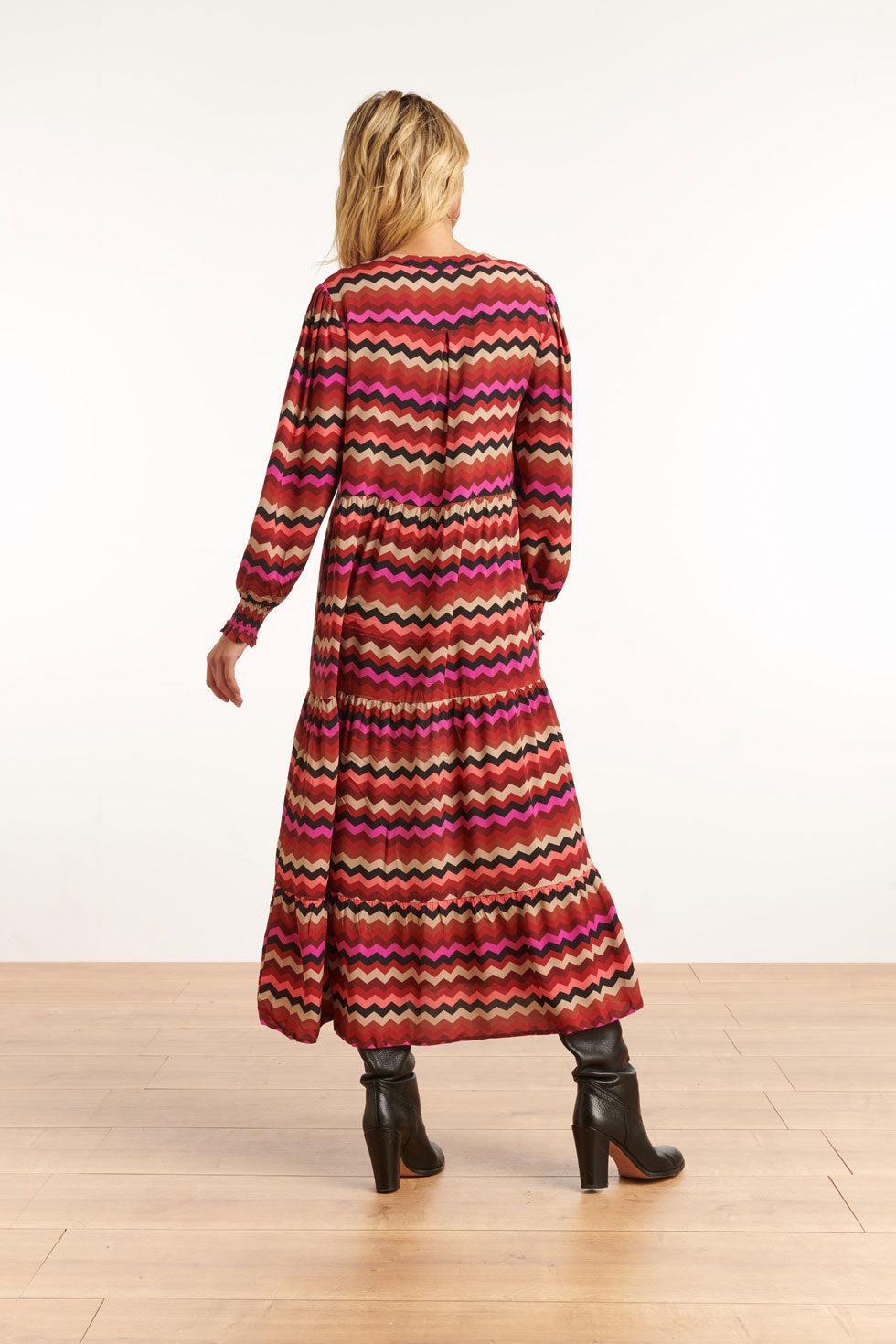22655 Maxi Jurk Zigzag Print Ecovero