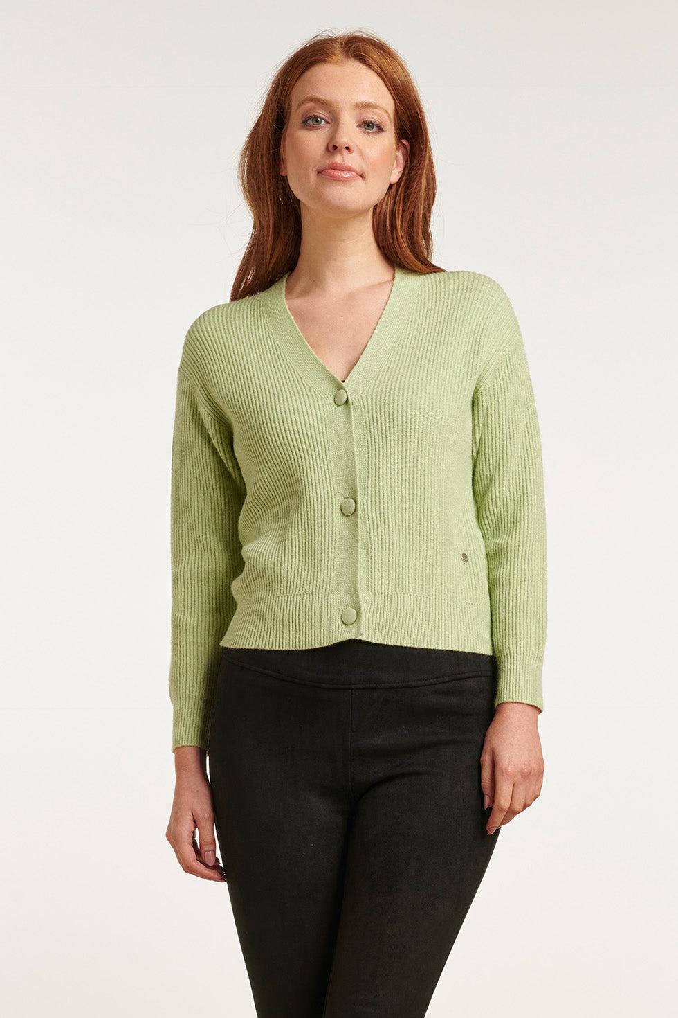 22663 Vest Ribgebreid Licht Groen