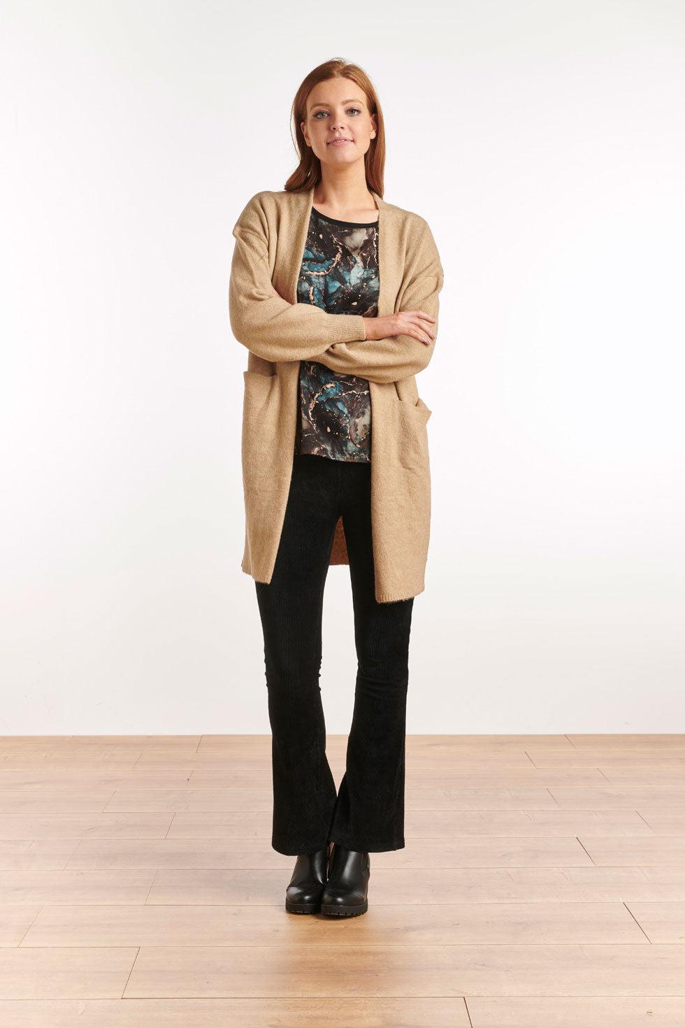 22665 Lang Vest Gebreid Beige