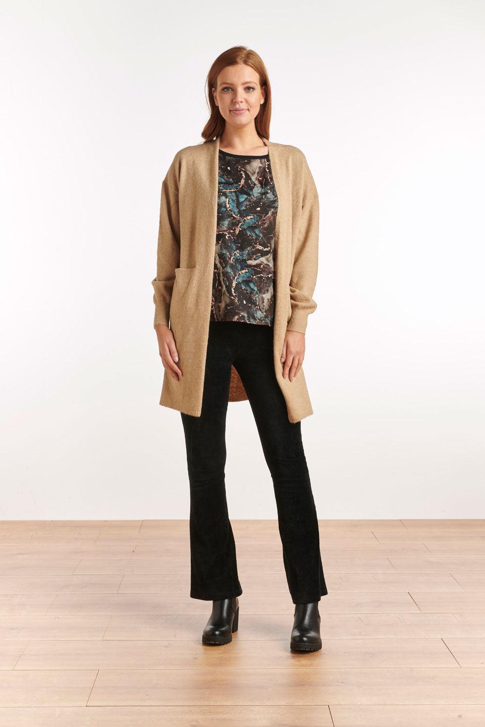 22665 Lang Vest Gebreid Beige