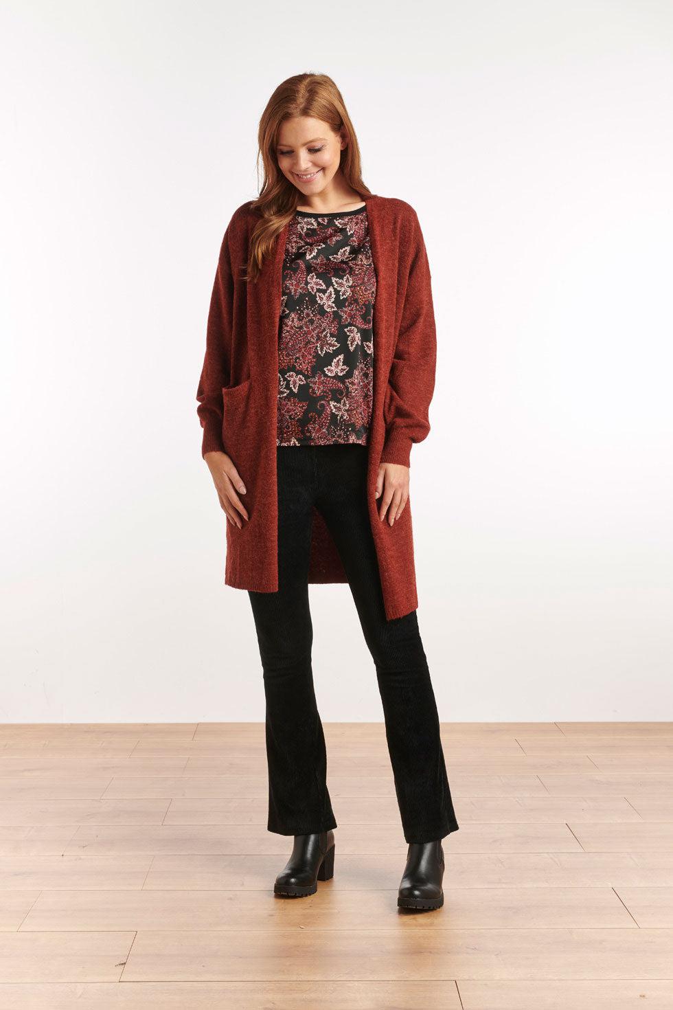 22665 Lang Vest Gebreid Bruin