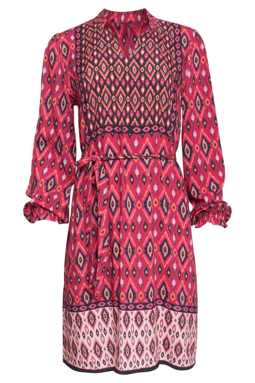 22700 Viscose Korte Jurk Met Aztec Print