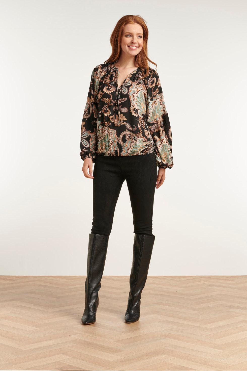22721 Top Lange Pofmouwen Paisley Print