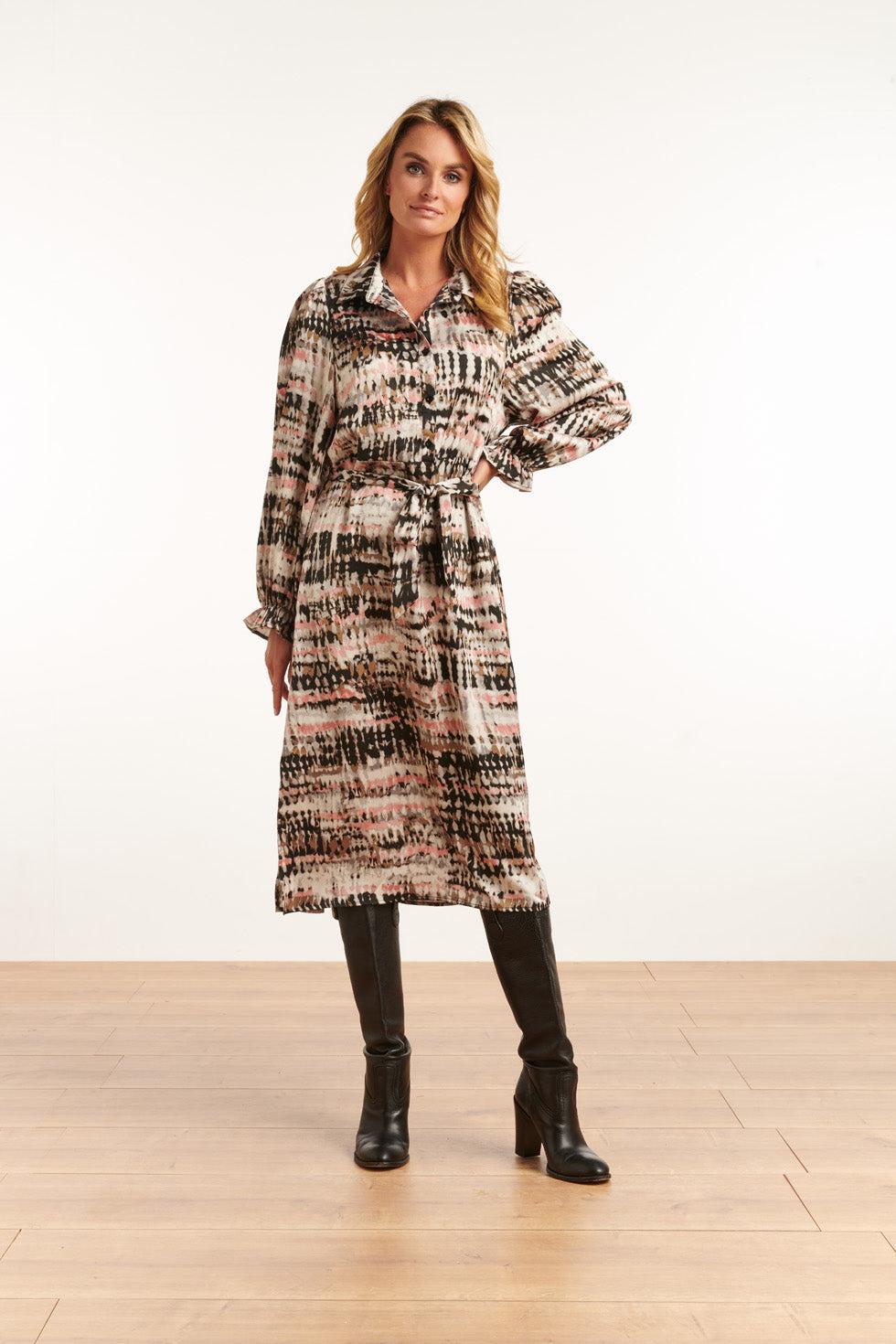 22801 Midi Jurk Met Abstract Print